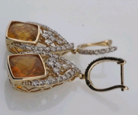 Value $9,480 Fire Opal & Diamond Gold Earings - 3