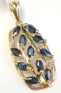 $200 Silver Sapphire Gold Plated Pendant