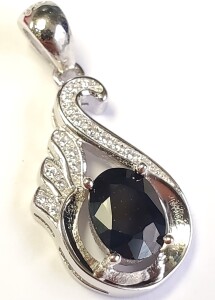 $240 Silver Sapphire And Cz Pendant