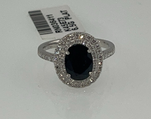 Value $14,760 Sapphire & Diamond Platinum Ring