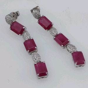 Value $9,654 Burmese Ruby & Diamond Pair of Platinum Earrings