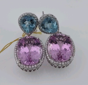 Value $19,740 Aquamarine & Diamond Pair of Gold Earrings