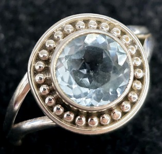 $120 Silver Blue Topaz Ring