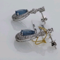 Value $12,780 Aquamarine & Diamond Pair of White Gold Earrings - 3