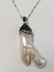 $200 Silver Free Form Pearl 16" Necklace