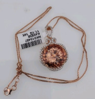 Value $13,883 Gold Morganite & Diamond Gold Pendant Necklace