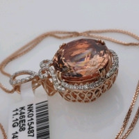 Value $13,883 Gold Morganite & Diamond Gold Pendant Necklace - 3