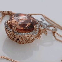 Value $13,883 Gold Morganite & Diamond Gold Pendant Necklace - 4