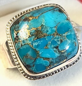 $300 Silver Turquoise (9.2ct) Ring