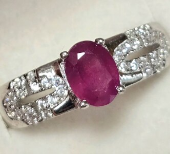 $240 Silver Ruby And Cz Ring