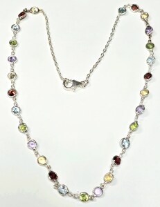 $240 Silver Genuine Gemstone 18"(10ct) Necklace