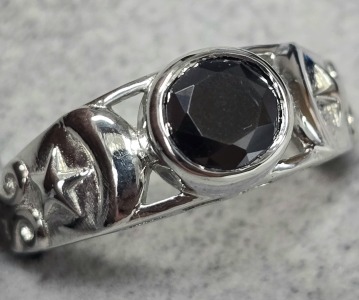 $300 Silver Black Moissanite(1.6ct) Ring