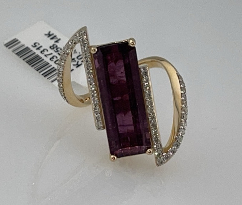 Value $15,460 Rubellite Tourmaline And Diamond 14k. Gold Ring Size 8 (US)