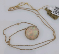 Value $8,970 Natural Opal & Diamond Pendant w/ Chain