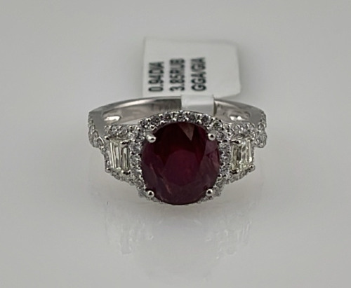 Value $17,830 Madagascar Ruby And Diamond Platinum Ring Size 6-1/2 (US)