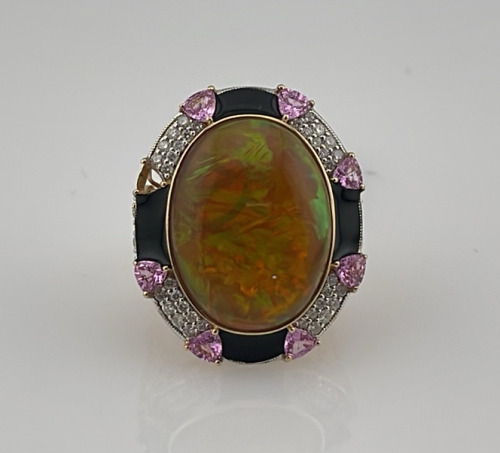 Opal And Sapphire 14k. Gold Ring Size 7 (US)