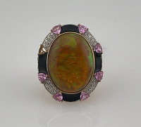 Opal And Sapphire 14k. Gold Ring Size 7 (US)