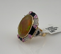 Opal And Sapphire 14k. Gold Ring Size 7 (US) - 2