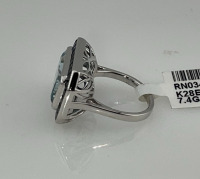 Value $10,140 Aquamarine And Sapphire 14k. White Gold Ring Size 6-1/2 (US) - 3