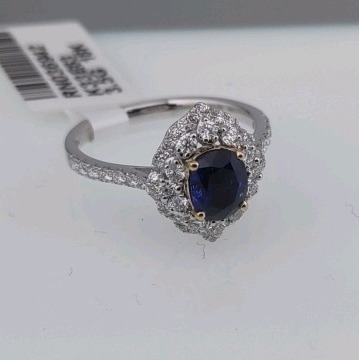 Value $11,970 Natural Blue Sapphire & Diamond Gold Ring