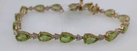 Value $2,485 Peridot & White Topaz Bracelet Silver Gold Overlay - 2