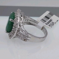 Value $2,360 Emerald & Sapphire Silver Ring - 3