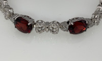 $8,260 Value .925 Sterling Silver Garnet And Diamond Bracelet - 2