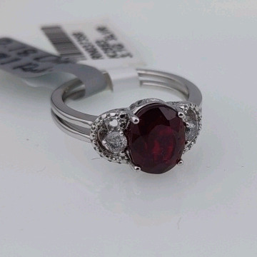 Value $3,860 Ruby & Diamond Silver Ring