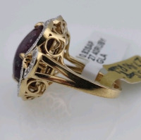 Value $10,584 Genuine Ruby & Genuine Colorless Sapphire Gold Dipped Silver Ring - 4