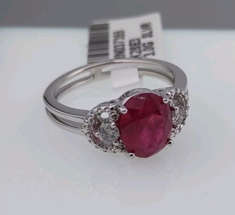 Value $3,860 Ruby & Diamond Silver Ring