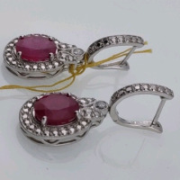 Value $4,070 Ruby & Diamond Silver Pair of Earings - 3