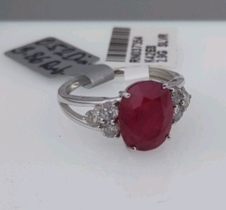 Value $4,170 Ruby & Diamond Silver Ring