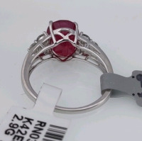 Value $4,170 Ruby & Diamond Silver Ring - 4