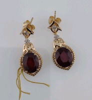 Value $4,570 Ruby & Diamond Sterling Silver/ Yellow Gold Overlay Pair of Earings