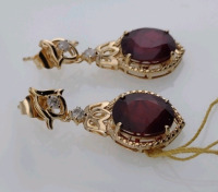 Value $4,570 Ruby & Diamond Sterling Silver/ Yellow Gold Overlay Pair of Earings - 3