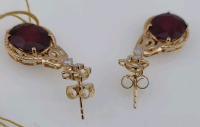 Value $4,570 Ruby & Diamond Sterling Silver/ Yellow Gold Overlay Pair of Earings - 5