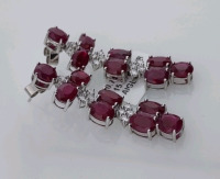 Value $22,632 Burmese Ruby & Diamond Pair of Platinum Earrings - 2