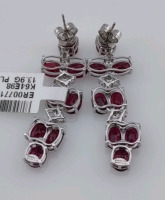 Value $22,632 Burmese Ruby & Diamond Pair of Platinum Earrings - 4