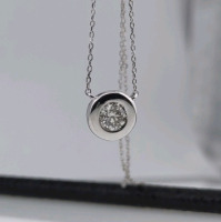 Value $6,530 Natural Diamond & White Gold Pendant w/ Chain - 2