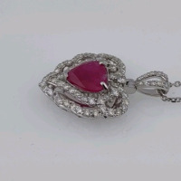 Value $22,768 Burmese Ruby & Natural Diamond Platinum Chain Necklace - 3