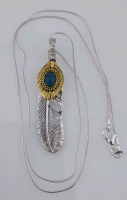 (1) Tibetan Silver Feather .925 Necklace, (1) Dragon Veins Agate Gemstone .925 Necklace, & (1) Blue Sea Sediment Jasper Teardrop .925 Necklace - 2