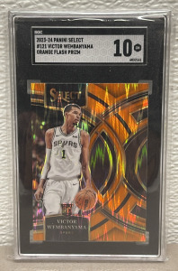 2023-24 Panini Select Victor Wembanyama Rookie Card, Orange Flash Prizm SGC Graded 10 GEM MINT NBA Collectible Basketball Card