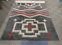 (1) Pendleton San Miguel Wool Rug - Gray, Red, White - 6'&times;9'
