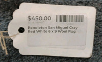 (1) Pendleton San Miguel Wool Rug - Gray, Red, White - 6'&times;9' - 2