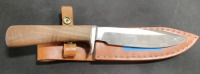 (1) Bowie Knife w/ Solid Wood Handle & Sheath