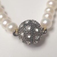 (1) $800 Silver Fresh Water Pearl & Cz 16" Necklace - 2