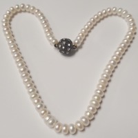 (1) $800 Silver Fresh Water Pearl & Cz 16" Necklace - 3