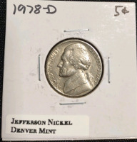 (1) 1976-P Ike Bicentennial Dollar Coin, (1) 2007-S Wyoming State Quarter, (1) 1978-D Jefferson Nickel Denver Mint Nickel, (1)1985-D BroadStrike Roosevelt Dime Denver Mint, (1) 1946-S Misaligned Die Lincoln Wheat Penny, (1) 1940-P Lincoln Wheat Penny, (2) - 8