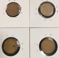 (1) 1976-D Ike Bicentennial Dollar Coin, (1) 1982-D Mint Error Roosevelt Dime, (4) 1953-D To 1958-D Lincoln Wheat Pennies, (4) 1945-S To 1954-S Lincoln Wheat Pennies - 11