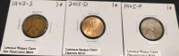 (1) 1972-D Ike Dollar Coin, (1) 1936-P Buffalo Nickel Philadelphia Mint, (1) 1941-S Buffalo Nickel San Francisco Mint, (1) 1942-S Lincoln Wheat Cent San Francisco Mint, (1) 1945-P Lincoln Wheat Cent Philadelphia Mint, (1) Lincoln Shield Cent Denver Mint, - 7